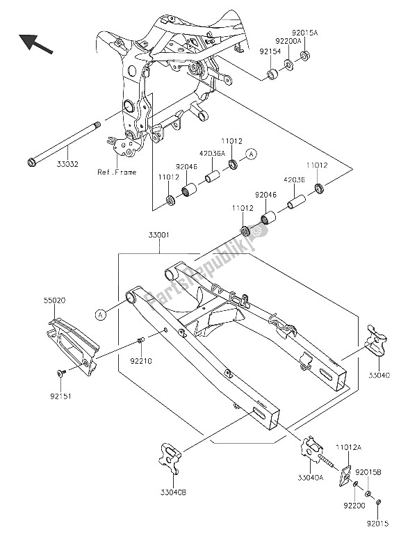 All parts for the Swingarm of the Kawasaki Z 250 SL 2016