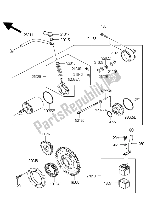 Tutte le parti per il Motorino Di Avviamento del Kawasaki KFX 700 KSV 700B6F 2006