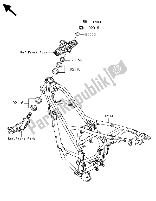 All parts for the Frame of the Kawasaki KLX 125 2013