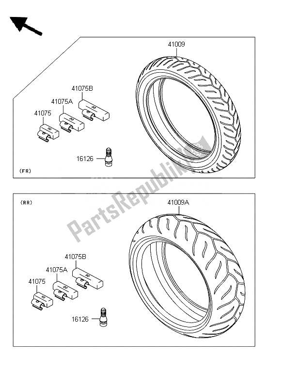 All parts for the Tires of the Kawasaki Z 750 2007