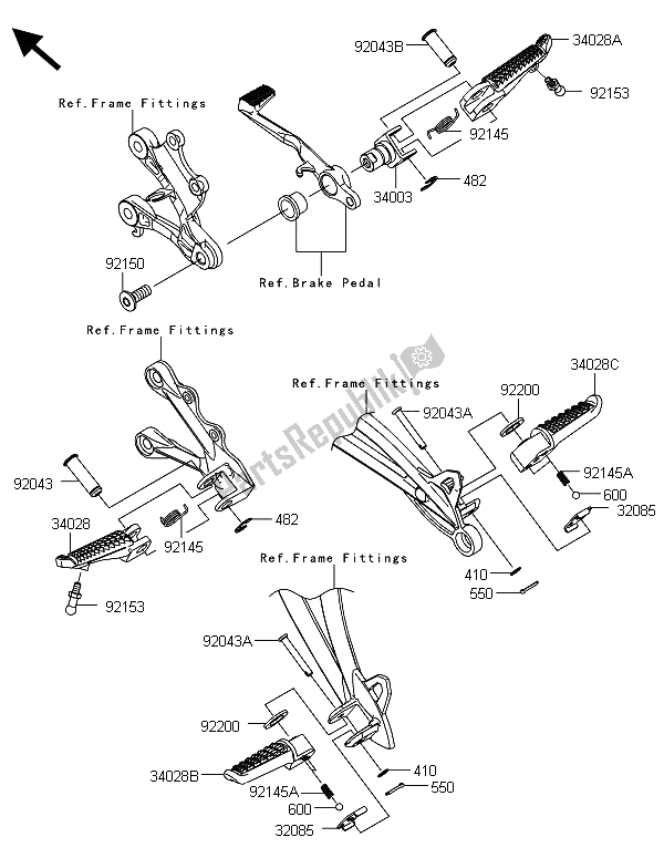 Tutte le parti per il Poggiapiedi del Kawasaki Ninja ZX 6R ABS 600 2013