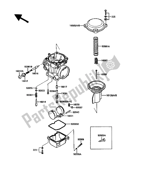 All parts for the Carburetor Parts of the Kawasaki GPZ 900R 1990