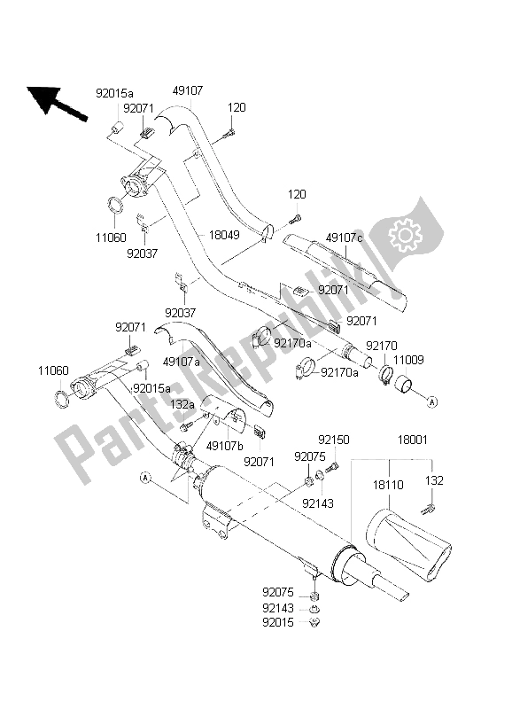 All parts for the Muffler of the Kawasaki VN 800 Drifter 2001