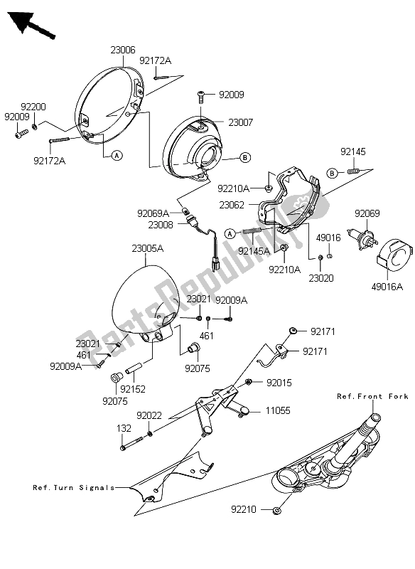 Tutte le parti per il Faro (uk) del Kawasaki VN 900 Custom 2009