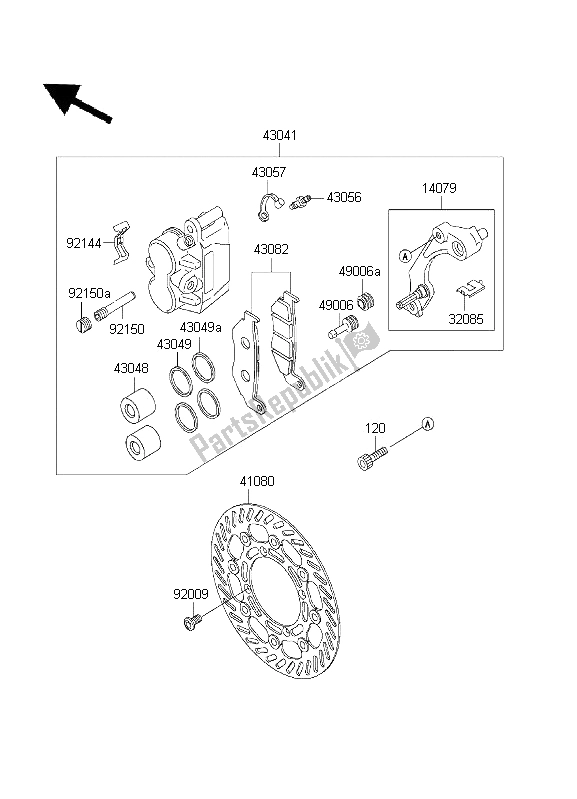 All parts for the Front Brake of the Kawasaki KLX 300R 2001