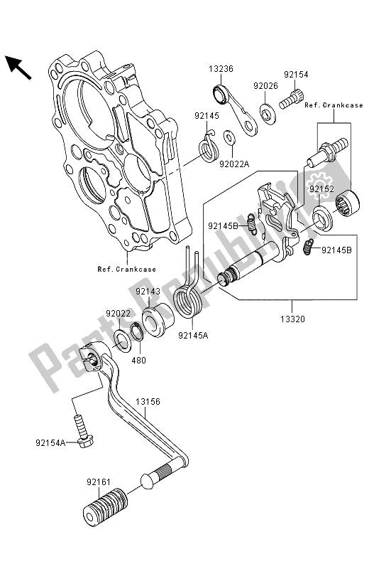 Alle onderdelen voor de Schakelmechanisme van de Kawasaki ER 6N ABS 650 2013
