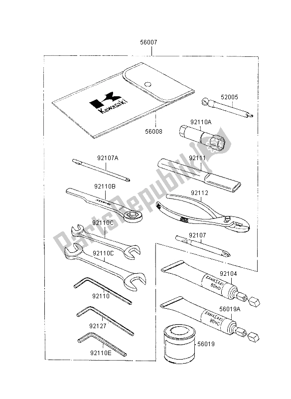 All parts for the Owners Tools of the Kawasaki GPX 600R 1995