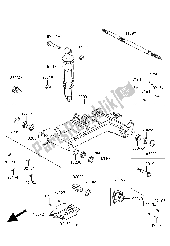 All parts for the Swingarm of the Kawasaki KVF 300 2013