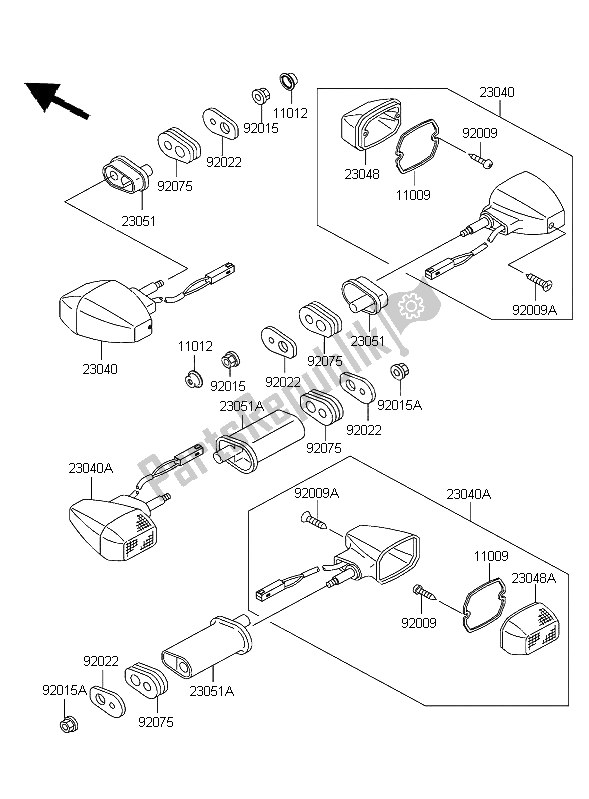 Tutte le parti per il Indicatori Di Direzione del Kawasaki ER 5 500 2004