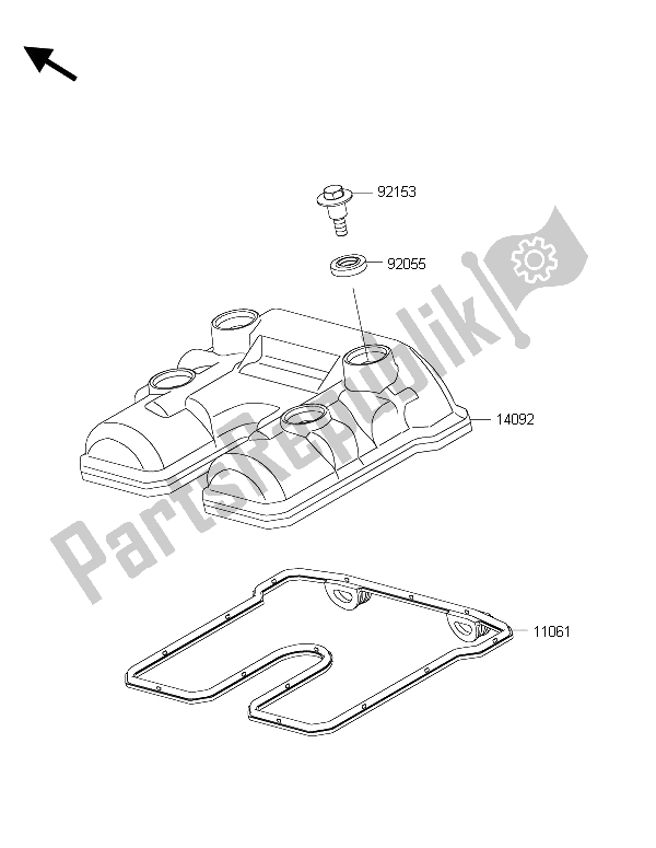 All parts for the Cylinder Head Cover of the Kawasaki Ninja 250 SL ABS 2015