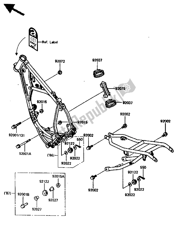 Toutes les pièces pour le Montage De Cadre du Kawasaki KX 80 1987