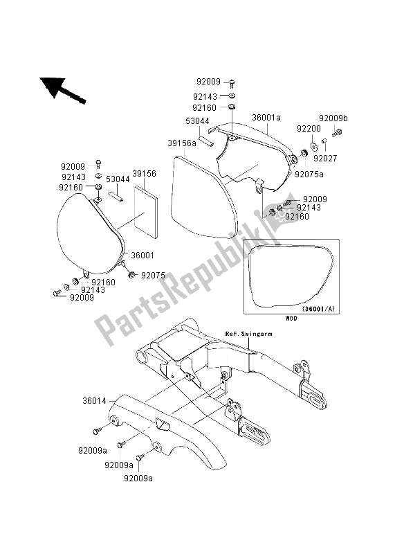 Toutes les pièces pour le Couvercles Latéraux Et Couvre Chaîne du Kawasaki W 650 2003