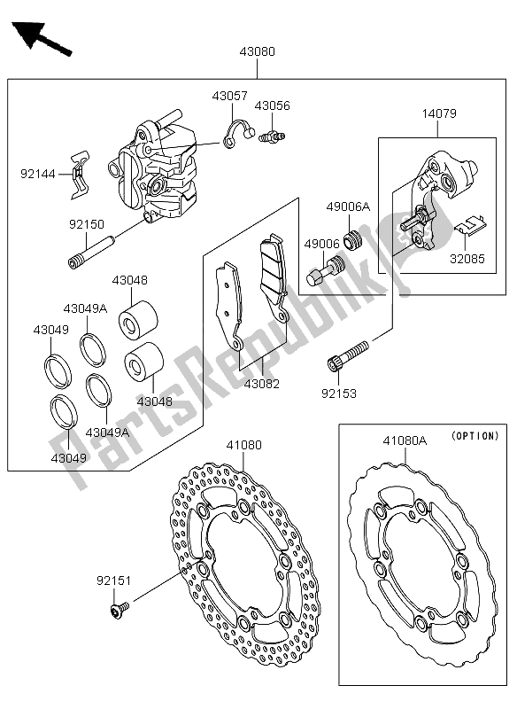 All parts for the Front Brake of the Kawasaki KX 450F 2011