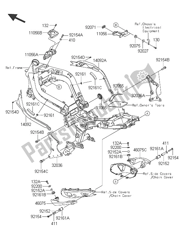All parts for the Frame Fittings of the Kawasaki ER 6N ABS 650 2016