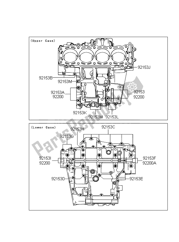 Tutte le parti per il Modello Del Bullone Del Basamento del Kawasaki 1400 GTR 2008