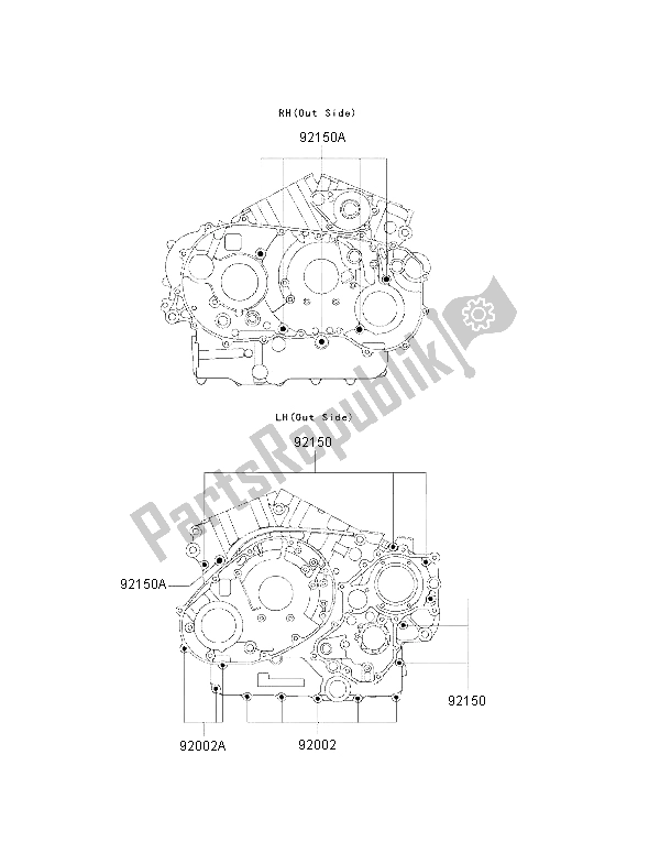 All parts for the Crankcase Bolt Pattern of the Kawasaki VN 1500 Drifter 2001