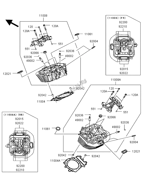 All parts for the Cylinder Head of the Kawasaki VN 1700 Voyager Custom ABS 2012