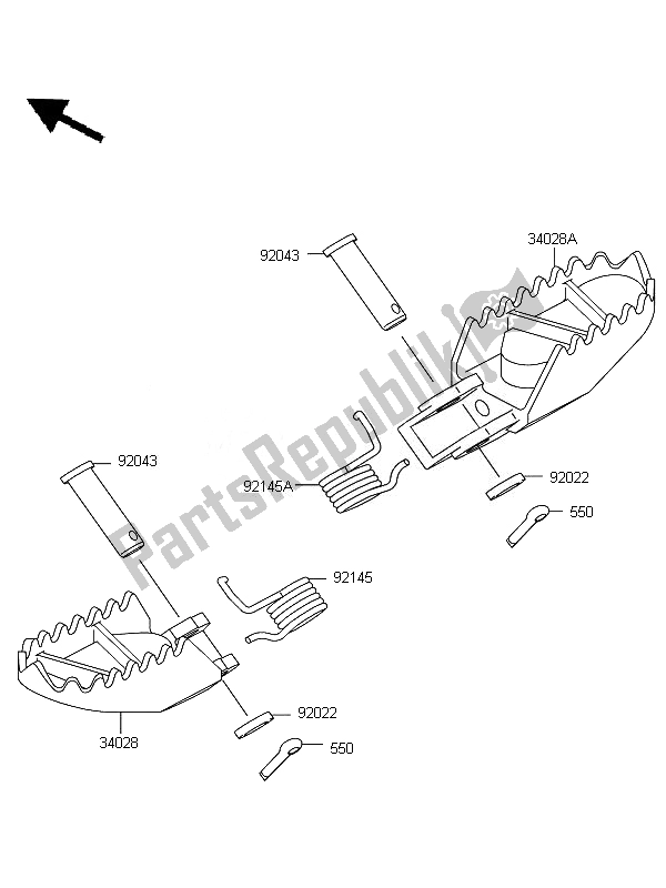 All parts for the Footrests of the Kawasaki KX 85 SW LW 2010