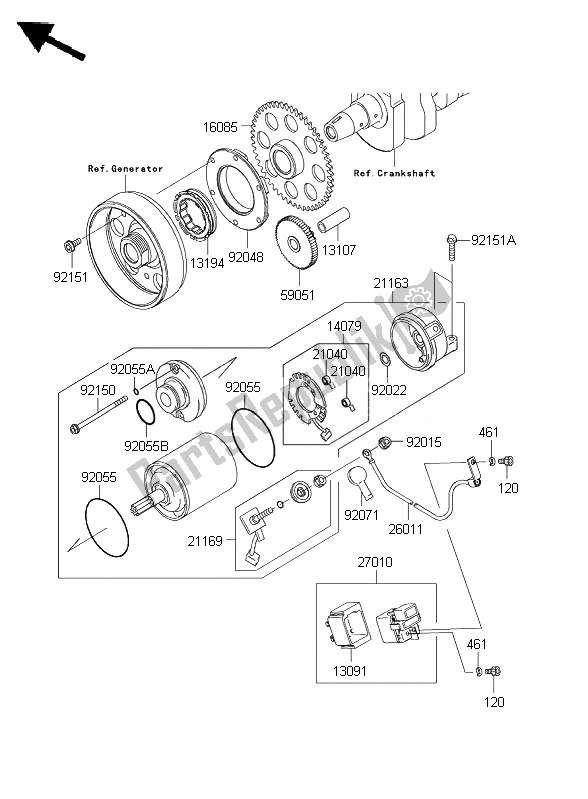 Toutes les pièces pour le Démarreur du Kawasaki Z 1000 ABS 2007