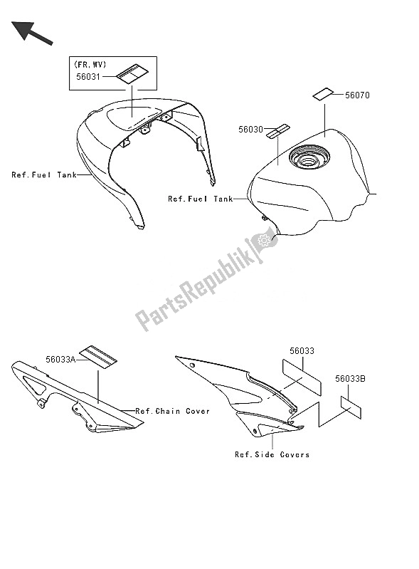 Toutes les pièces pour le Étiquettes du Kawasaki Ninja ZX 6R 600 2005