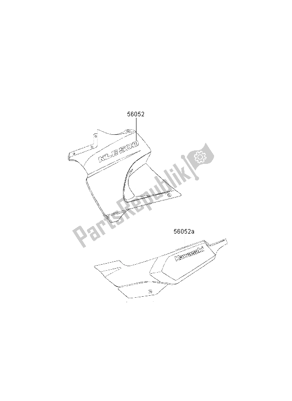 Alle onderdelen voor de Stickers van de Kawasaki KLE 500 2002