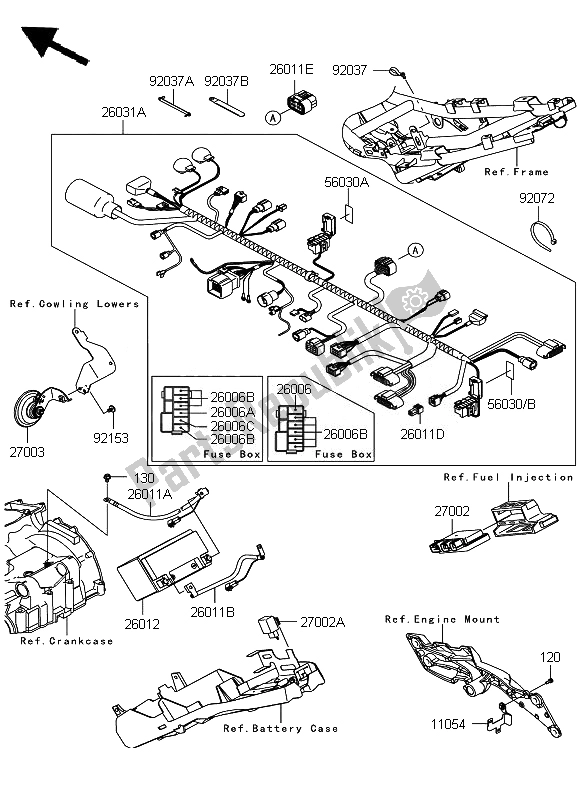 Alle onderdelen voor de Chassis Elektrische Apparatuur van de Kawasaki Z 750 ABS 2010