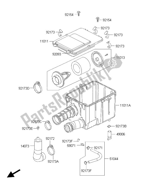 Todas as partes de Filtro De Ar do Kawasaki Brute Force 300 2015