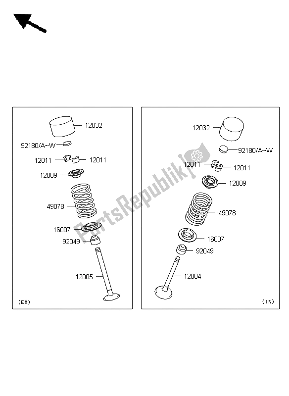 Tutte le parti per il Valvola del Kawasaki Z 750 2008
