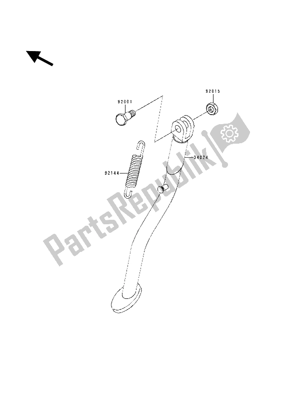 Alle onderdelen voor de Staan van de Kawasaki KDX 125 1990