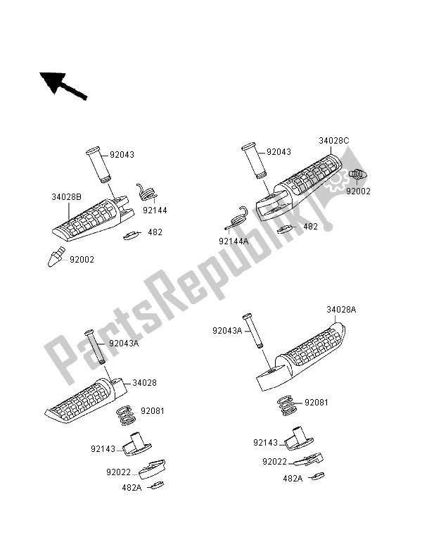 Toutes les pièces pour le Repose-pieds du Kawasaki ZXR 400 1999