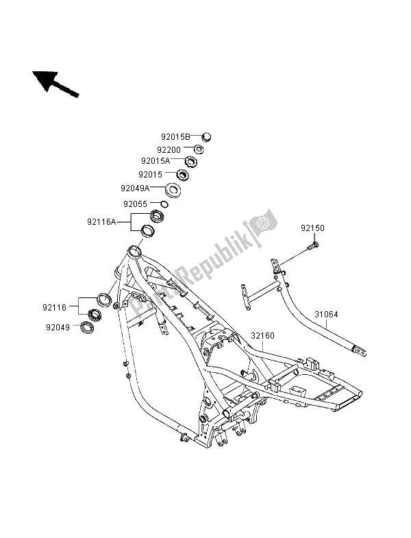 All parts for the Frame of the Kawasaki Zephyr 1100 1995