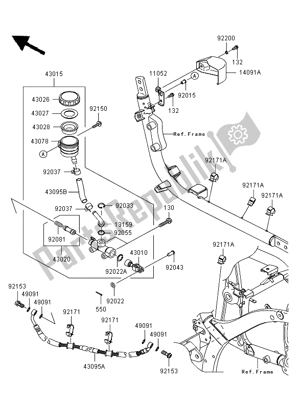 All parts for the Rear Master Cylinder of the Kawasaki VN 900 Classic 2009