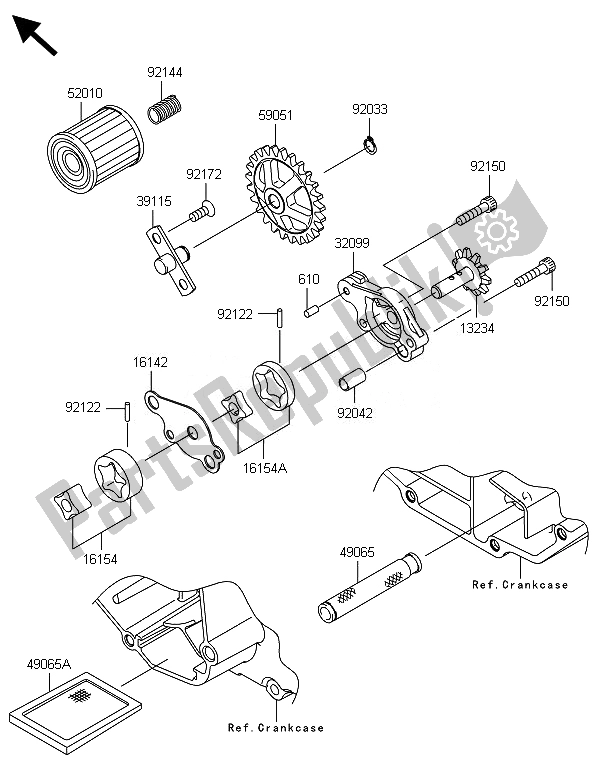 Tutte le parti per il Pompa Dell'olio del Kawasaki KX 250F 2014