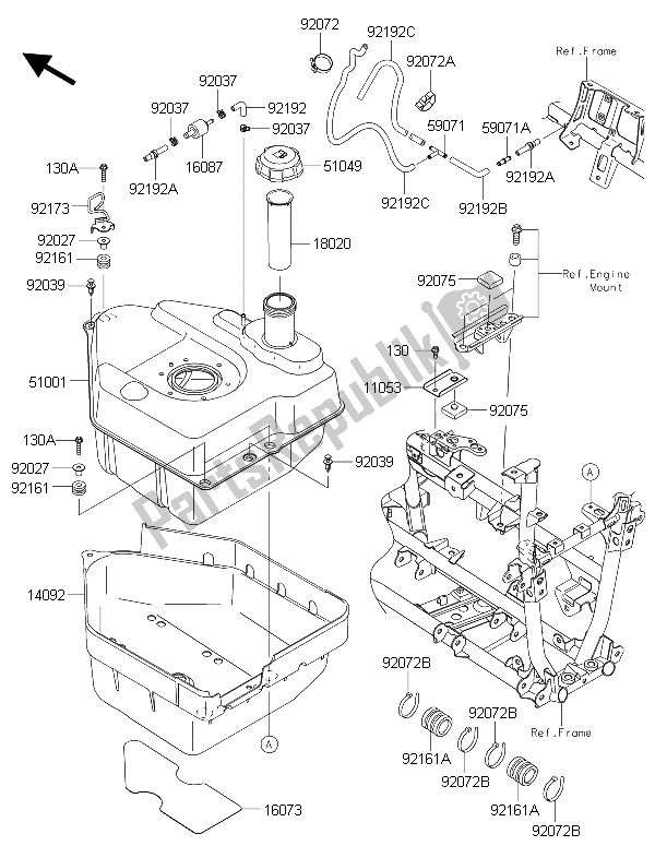 Alle onderdelen voor de Benzinetank van de Kawasaki Brute Force 750 4X4I EPS GFF 2015