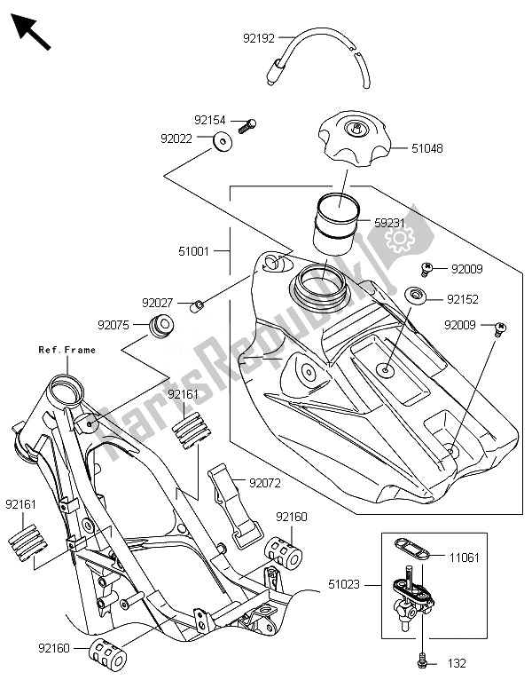 All parts for the Fuel Tank of the Kawasaki KX 85 LW 2014