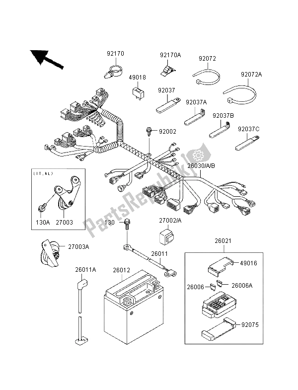 Todas las partes para Equipo Eléctrico Del Chasis de Kawasaki Ninja ZX 9R 900 1997