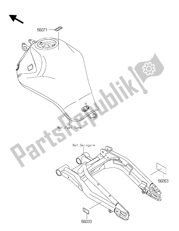 All parts for the Labels of the Kawasaki ER 6N ABS 650 2015