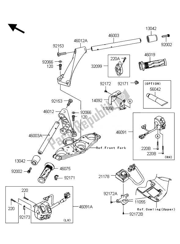 All parts for the Handlebar of the Kawasaki 1400 GTR ABS 2010