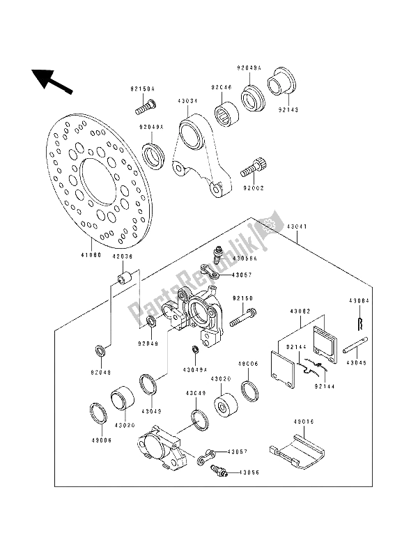 All parts for the Rear Brake of the Kawasaki ZXR 750 1994