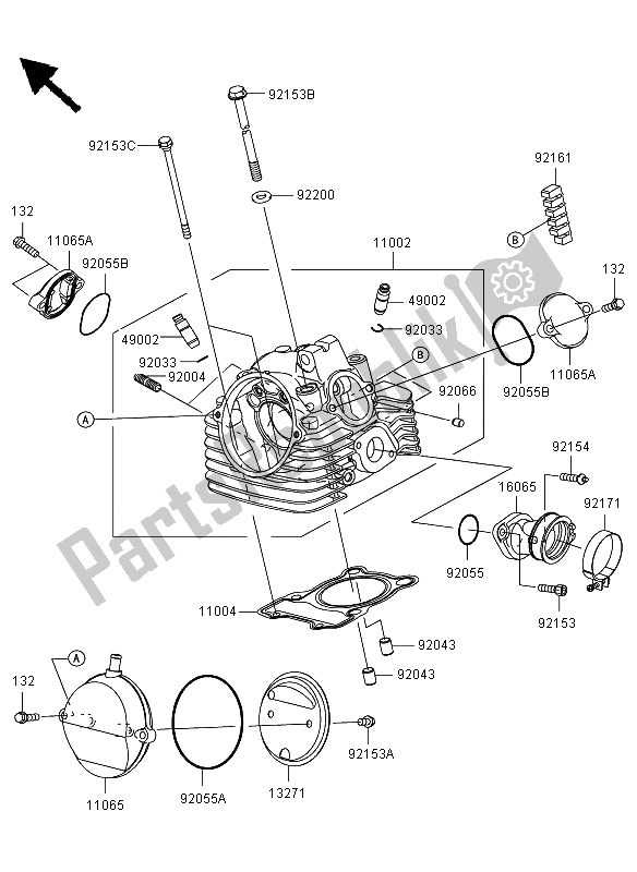 Alle onderdelen voor de Cilinderkop van de Kawasaki D Tracker 125 2013