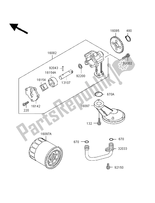 Tutte le parti per il Pompa Dell'olio del Kawasaki ER 500 1998