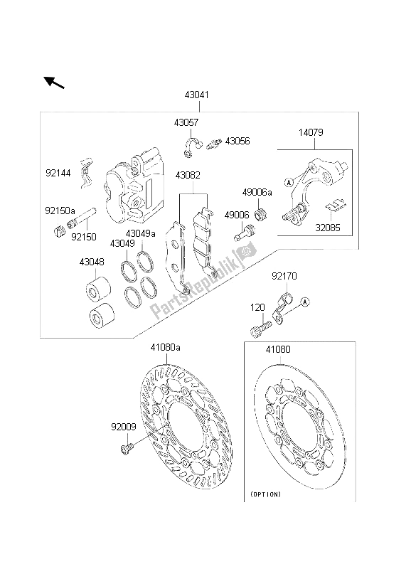 All parts for the Front Brake of the Kawasaki KX 500 2002