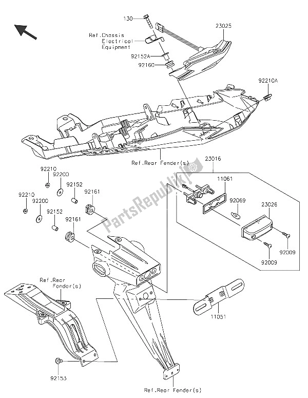 All parts for the Taillight(s) of the Kawasaki Ninja ZX 6R 600 2016