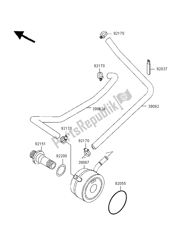 All parts for the Oil Cooler of the Kawasaki Ninja ZX 6R 600 1998