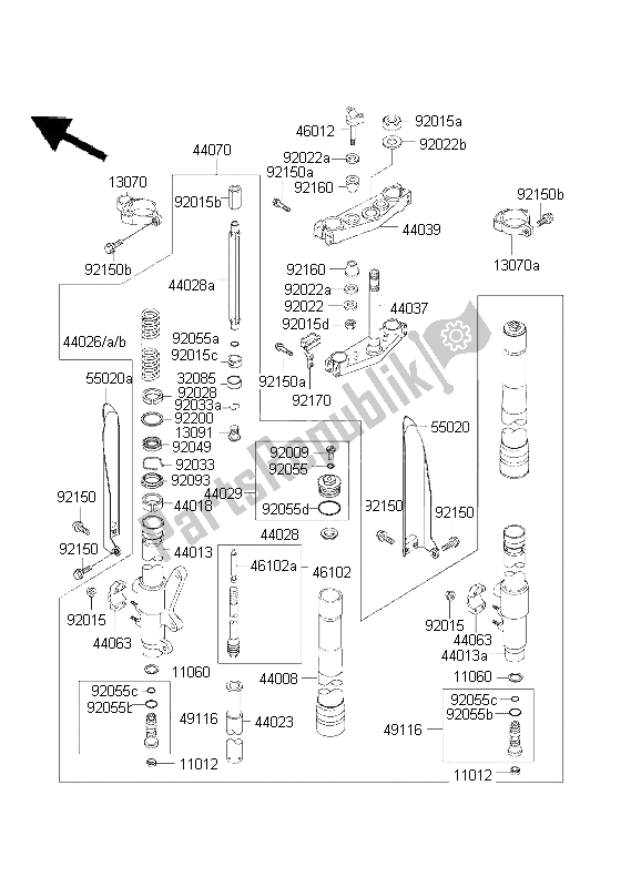 Tutte le parti per il Forcella Anteriore del Kawasaki KX 500 1999