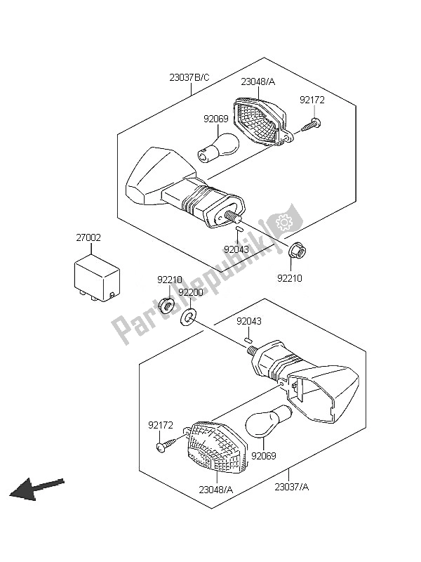 All parts for the Turn Signals of the Kawasaki KLV 1000 2005