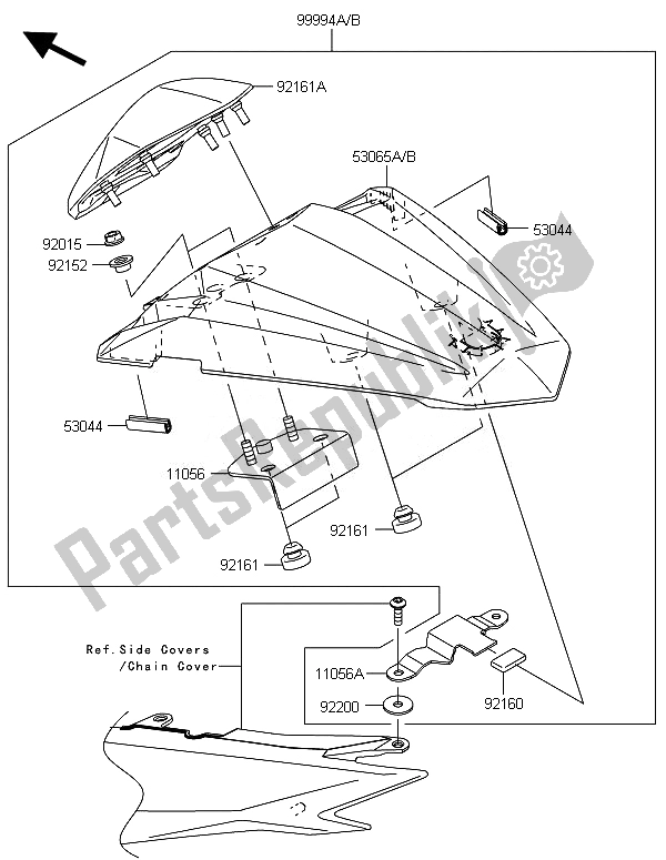 Todas las partes para Accesorio (funda De Asiento Individual) de Kawasaki Ninja 300 ABS 2014