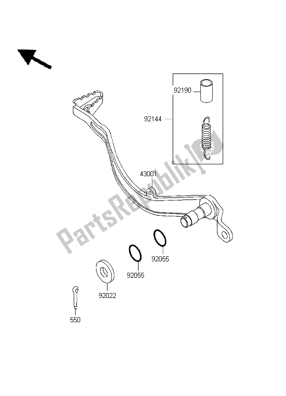 All parts for the Brake Pedal of the Kawasaki D Tracker 125 1999