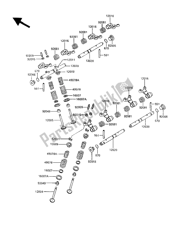 All parts for the Valve(s) of the Kawasaki GPX 600R 1993