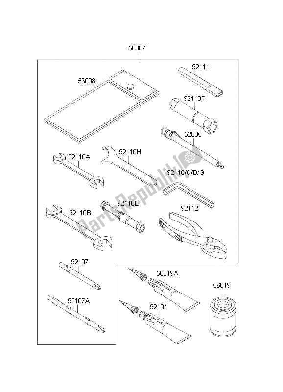 All parts for the Owners Tools of the Kawasaki ZRX 1200 2004